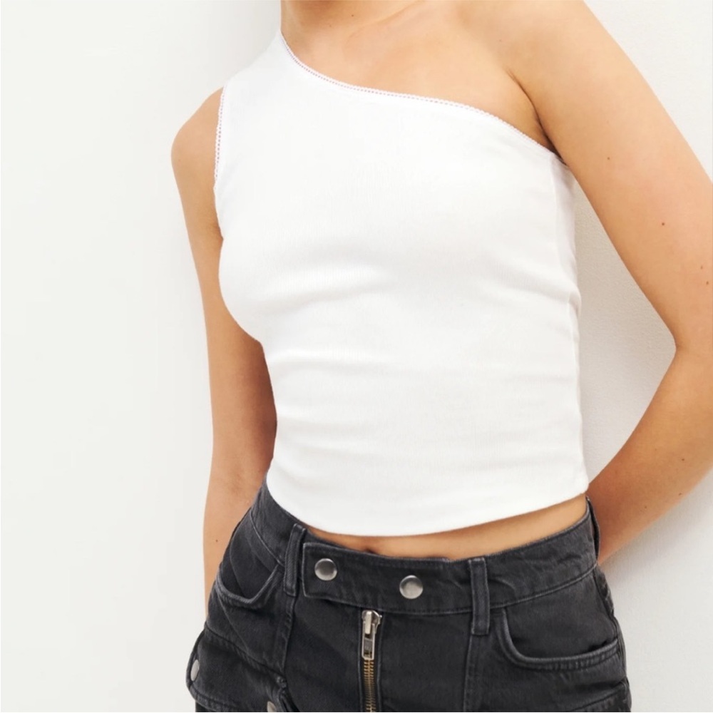 Reformation Haisley Knit Top Cropped Ivory Size M NWT